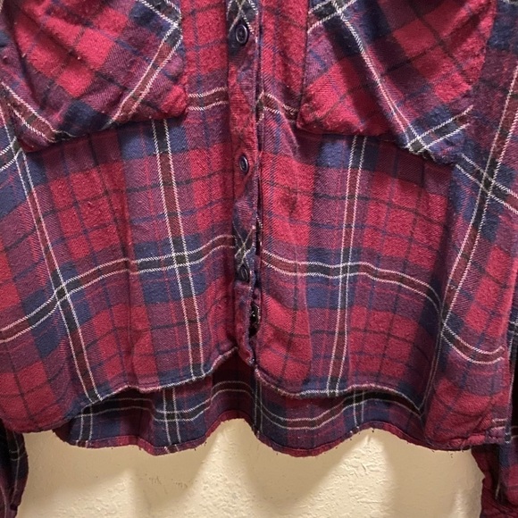 Rails Dylan Button Down Flannel In Oxblood/Navy Size M - Picture 6 of 12